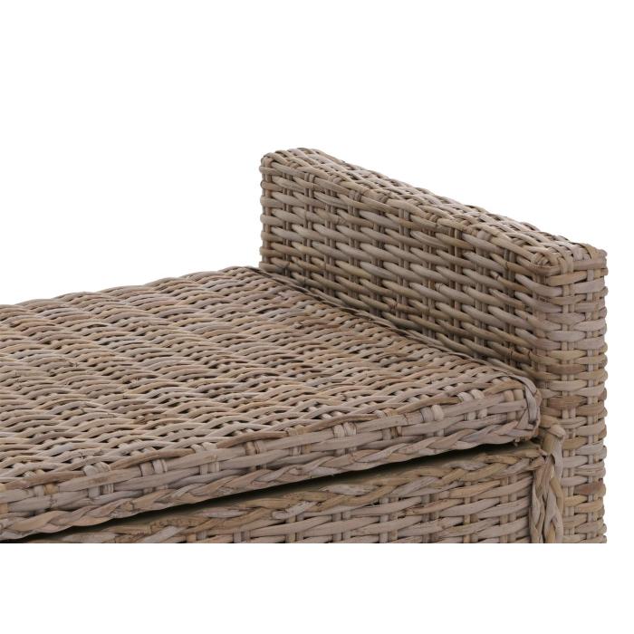 Sitzbank M92 Garderobenbank Bank Sitzhocker, mit Stauraum Kissen Kubu Rattan 88cm ~ grau-braun