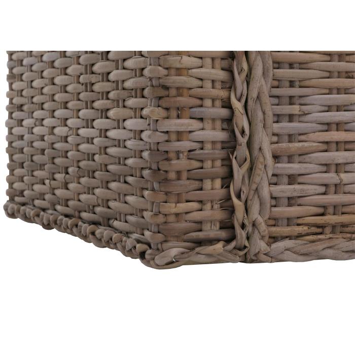 Sitzbank M92 Garderobenbank Bank Sitzhocker, mit Stauraum Kissen Kubu Rattan 88cm ~ grau-braun