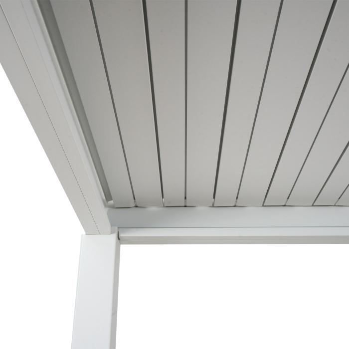 Alu Pergola HWC-N94, Lamellen-Pavillon Terrassenberdachung, stabiles 10cm-Metall-Gestell 3x3m ~ wei