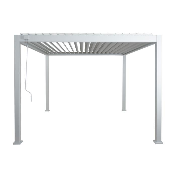 Alu Pergola HWC-N94, Lamellen-Pavillon Terrassenberdachung, stabiles 10cm-Metall-Gestell 3x3m ~ wei