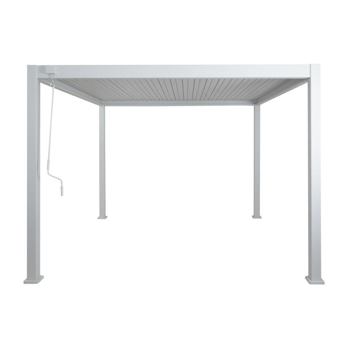 Alu Pergola HWC-N94, Lamellen-Pavillon Terrassenberdachung, stabiles 10cm-Metall-Gestell 3x3m ~ wei