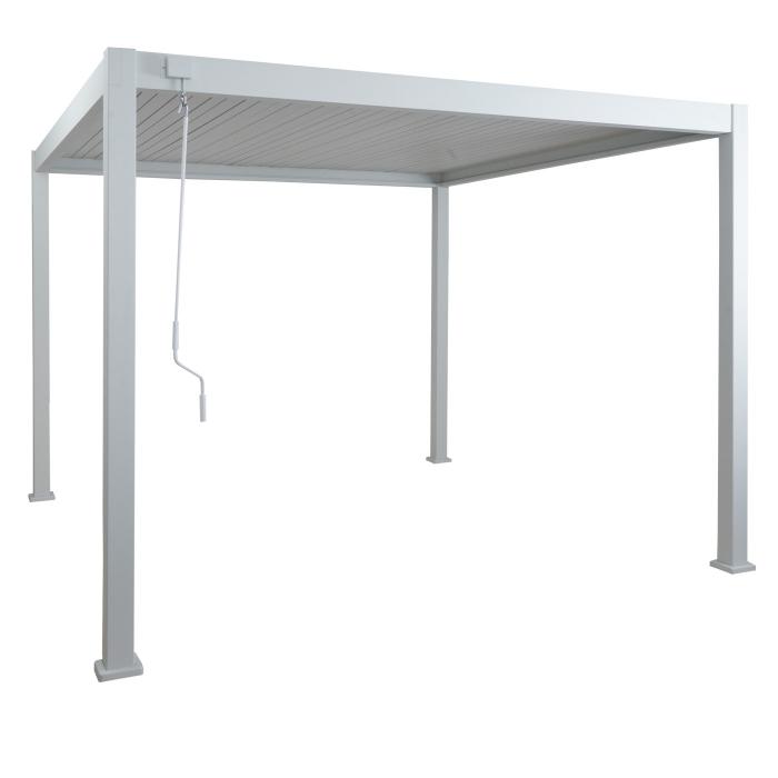 Alu Pergola HWC-N94, Lamellen-Pavillon Terrassenberdachung, stabiles 10cm-Metall-Gestell 3x3m ~ wei