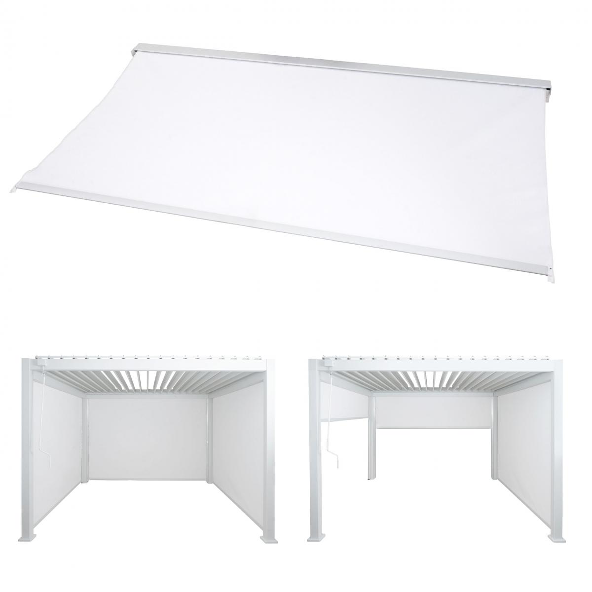 Seitenwand fr Pergola HWC-N94 3x3m, Pavillon Rollo Ersatzseitenwand, Stoff/Textil 206x272cm ~ wei
