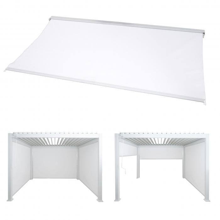 Seitenwand fr Pergola HWC-N94 3x3m, Pavillon Rollo Ersatzseitenwand, Stoff/Textil 206x272cm ~ wei
