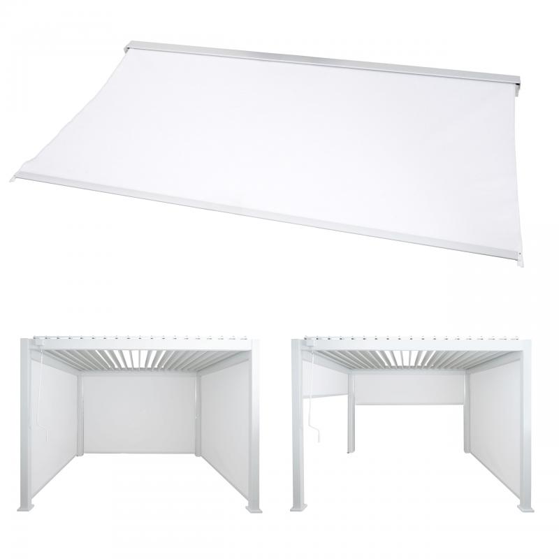 Seitenwand fr Pergola HWC-N94 3x3m, Pavillon Rollo Ersatzseitenwand, Stoff/Textil 206x272cm ~ wei