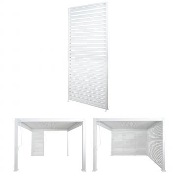 Retourenware| Aluminium Lamellenwand fr Pergola HWC-N94 3x3m, Lamellenpaneel Seitenwand Sichtschutz, 213x94cm ~ wei