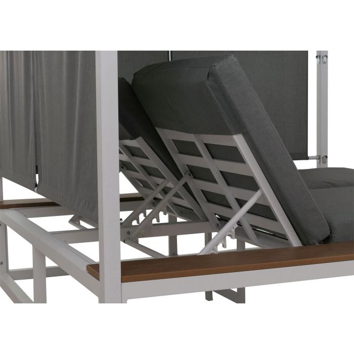 Aluminium Lounge-Gartenliege HWC-M63b, XL Sonnenliege Bali-Liege Daybed, 10cm-Polster ~ wei Polster grau