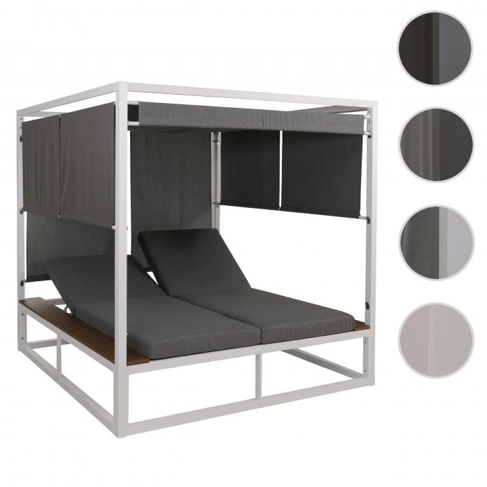 Aluminium Lounge-Gartenliege HWC-M63b, XL Sonnenliege Bali-Liege Daybed, 10cm-Polster ~ wei Polster grau