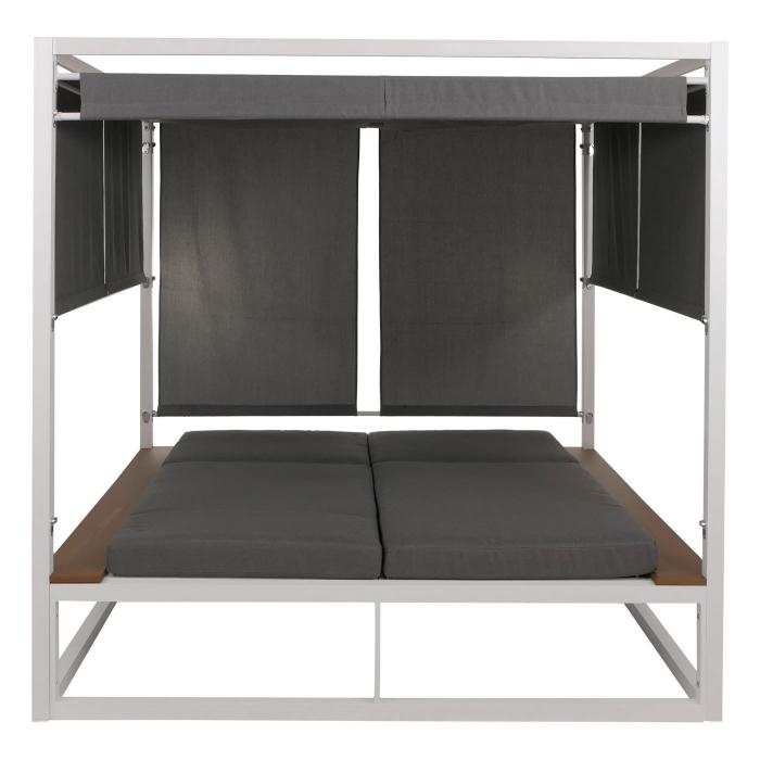 Aluminium Lounge-Gartenliege HWC-M63b, XL Sonnenliege Bali-Liege Daybed, 10cm-Polster ~ wei Polster grau
