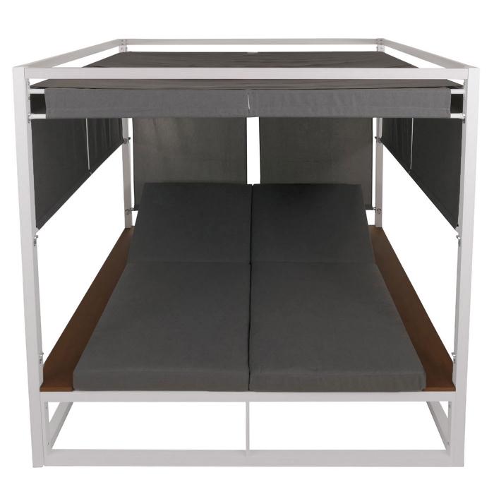 Aluminium Lounge-Gartenliege HWC-M63b, XL Sonnenliege Bali-Liege Daybed, 10cm-Polster ~ wei Polster grau