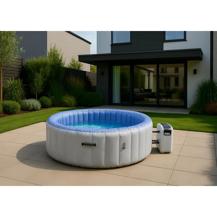 Whirlpool HWC-N97, 5 Personen, In-/Outdoor heizbar aufblasbar Pumpe PVC laminiert, rund  198cm, grau-blau