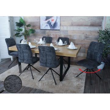 6er-Set Esszimmerstuhl HWC-N99, Kchenstuhl, drehbar Auto-Return, Stoff/Textil Chenille (340g/m) ko-Tex ~ dunkelgrau