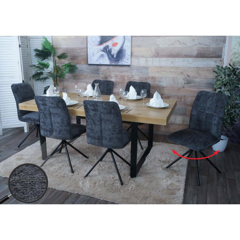 6er-Set Esszimmerstuhl HWC-N99, Kchenstuhl, drehbar Auto-Return, Stoff/Textil Chenille (340g/m) ko-Tex ~ dunkelgrau