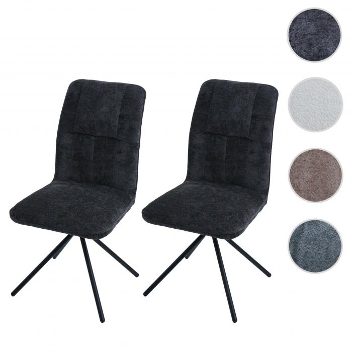 2er-Set Esszimmerstuhl HWC-N99, Kchenstuhl, drehbar Auto-Return, Stoff/Textil Chenille (340g/m) ko-Tex ~ dunkelgrau