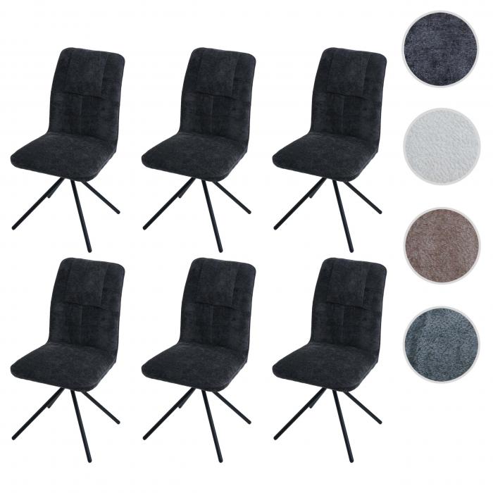 6er-Set Esszimmerstuhl HWC-N99, Kchenstuhl, drehbar Auto-Return, Stoff/Textil Chenille (340g/m) ko-Tex ~ dunkelgrau