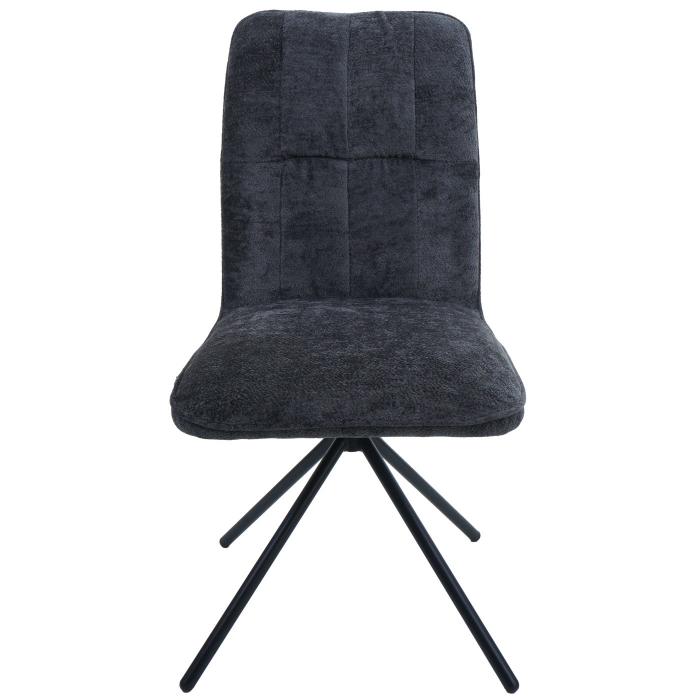 2er-Set Esszimmerstuhl HWC-N99, Kchenstuhl, drehbar Auto-Return, Stoff/Textil Chenille (340g/m) ko-Tex ~ dunkelgrau