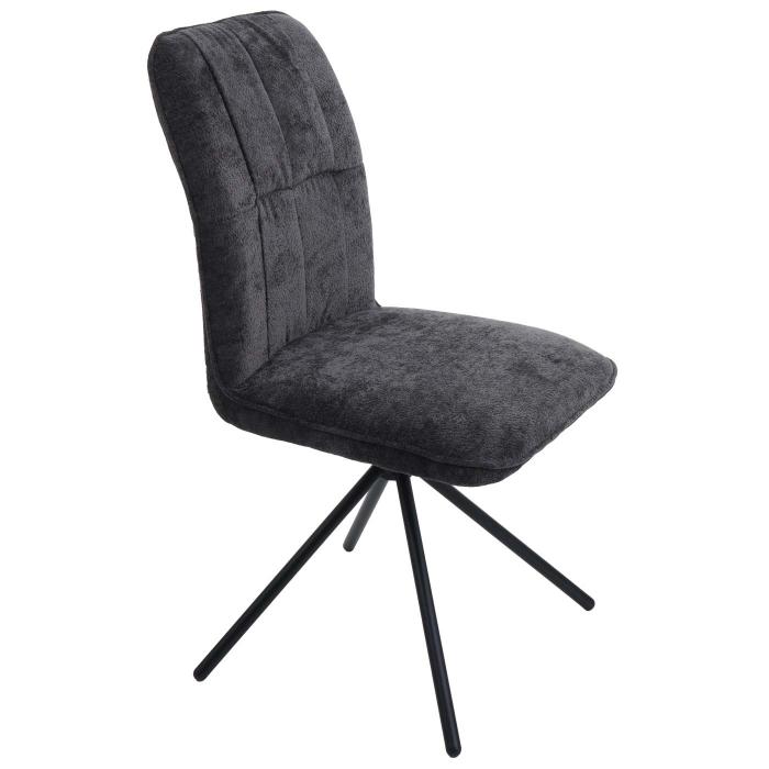 2er-Set Esszimmerstuhl HWC-N99, Kchenstuhl, drehbar Auto-Return, Stoff/Textil Chenille (340g/m) ko-Tex ~ dunkelgrau