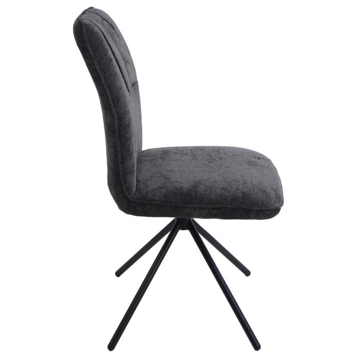 2er-Set Esszimmerstuhl HWC-N99, Kchenstuhl, drehbar Auto-Return, Stoff/Textil Chenille (340g/m) ko-Tex ~ dunkelgrau