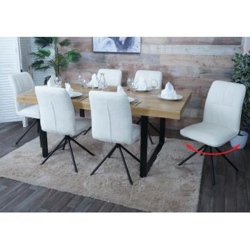 6er-Set Esszimmerstuhl HWC-N99, Kchenstuhl, drehbar Auto-Return, Stoff/Textil Chenille (340g/m) ko-Tex ~ creme