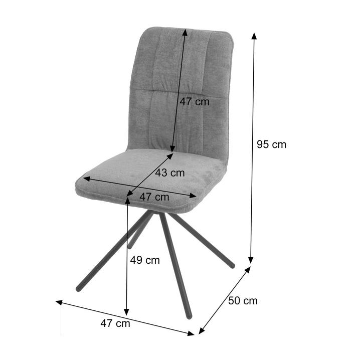 2er-Set Esszimmerstuhl HWC-N99, Kchenstuhl, drehbar Auto-Return, Stoff/Textil Chenille (340g/m) ko-Tex ~ dunkelgrau