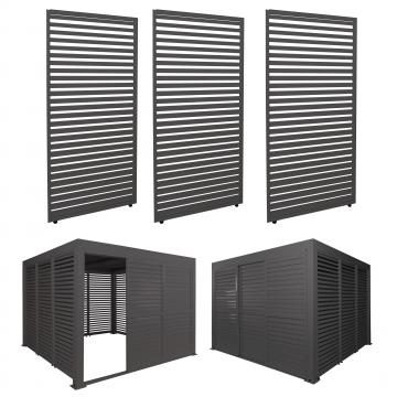 3er-Set Aluminium Paneele fr Pergola HWC-L46, Terrassenberdachung, Lamellenpaneel Modul, 204x271cm ~ anthrazit