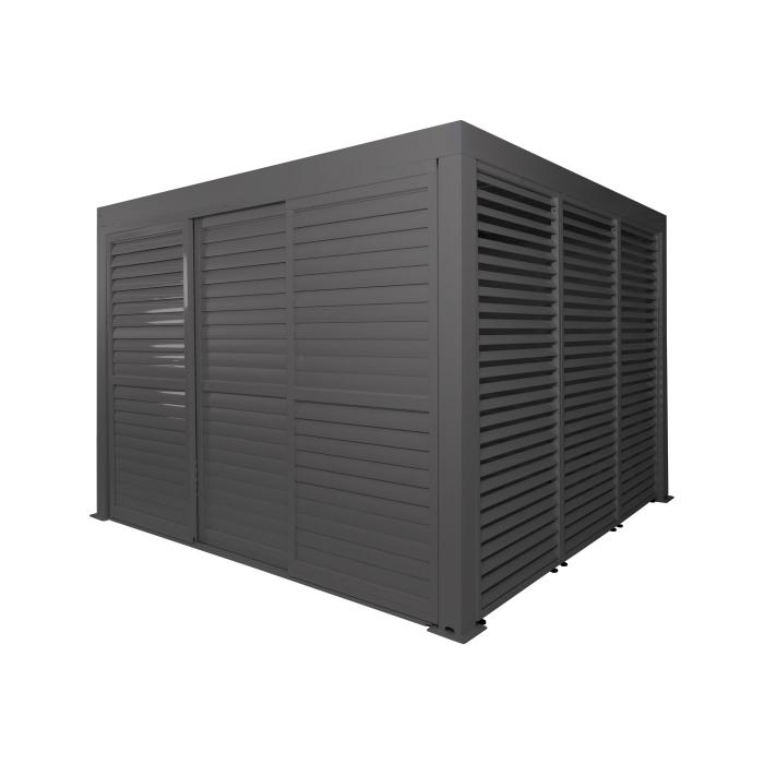 3er-Set Aluminium Paneele für Pergola HWC-L46, Terrassenüberdachung, Lamellenpaneel Modul, 204x271cm ~ anthrazit