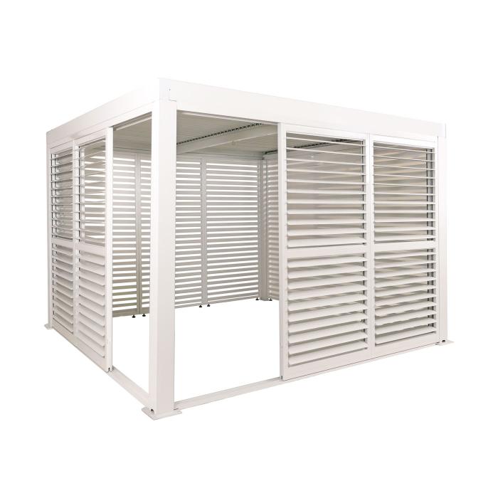 3er-Set Aluminium Schiebetür für Pergola HWC-L46, Terrassenüberdachung, Lamellenpaneel Modul, 206x272cm ~ weiß