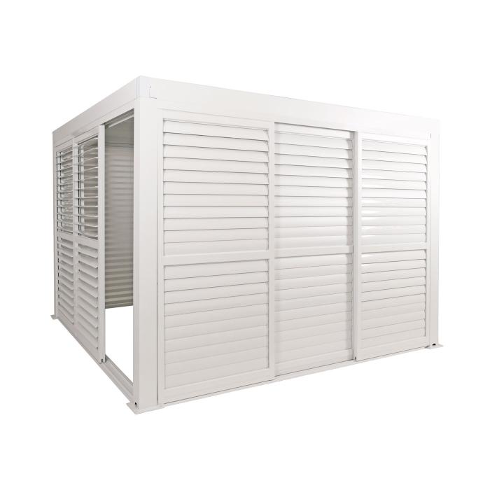 3er-Set Aluminium Schiebetür für Pergola HWC-L46, Terrassenüberdachung, Lamellenpaneel Modul, 206x272cm ~ weiß