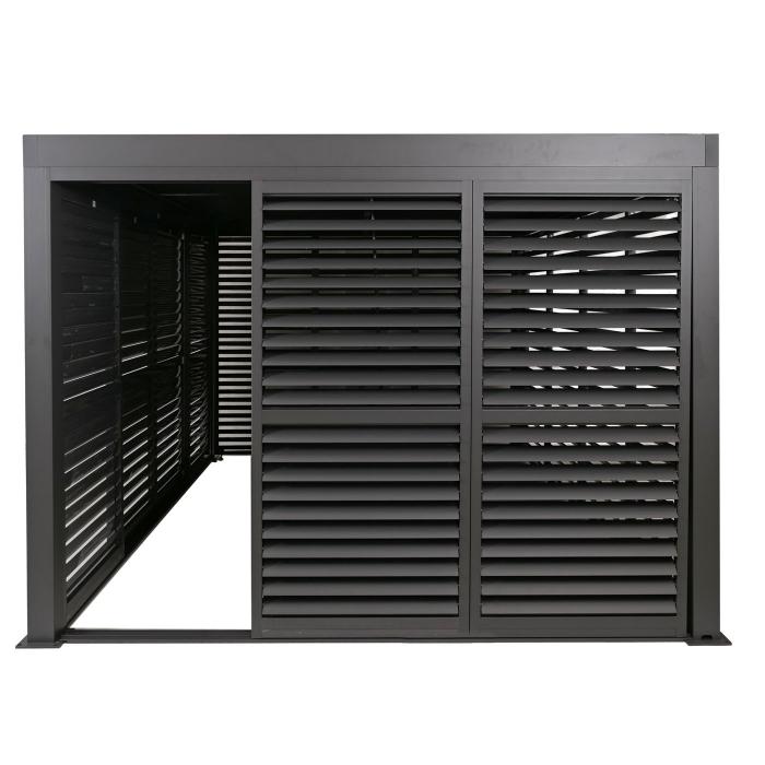Alu Pergola HWC-L46, Pavillon Terrassenberdachung, 7x Lamellenpaneel 7x Schiebetren, 11cm-Gestell, 3x4m ~ anthrazit