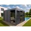 Stimmungsfotos vor ansprechendem Ambiente fr Produkt Alu Pergola HWC-L46, Pavillon Terrassenberdachung, 7x Lamellenpaneel 7x Schiebetren, 11cm-Gestell, 3x4m ~ anthrazit