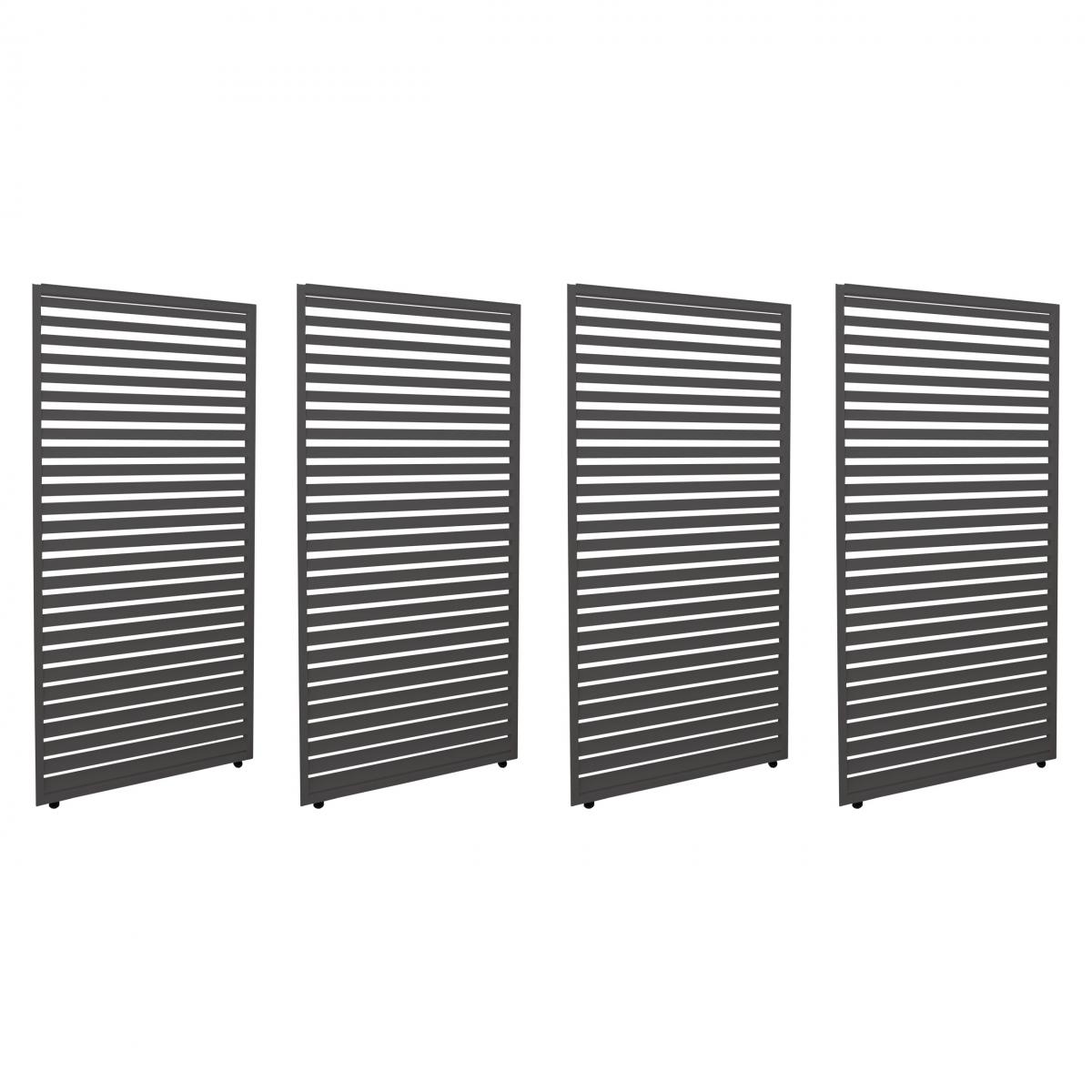 4er-Set Aluminium Paneele fr Pergola HWC-L46, Terrassenberdachung, Lamellenpaneel Modul, 204x369cm ~ anthrazit
