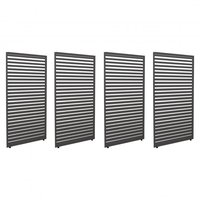 4er-Set Aluminium Paneele fr Pergola HWC-L46, Terrassenberdachung, Lamellenpaneel Modul, 204x369cm ~ anthrazit