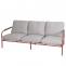 Aluminium-Gartenbank HWC-O11, Outdoor 3-Sitzer Sitzbank Sofa, Olefin Stoff (205 g/m) 184cm ~ terrakotta Polster beige