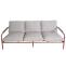 Aluminium-Gartenbank HWC-O11, Outdoor 3-Sitzer Sitzbank Sofa, Olefin Stoff (205 g/m) 184cm ~ terrakotta Polster beige
