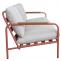Aluminium-Gartenbank HWC-O11, Outdoor 3-Sitzer Sitzbank Sofa, Olefin Stoff (205 g/m) 184cm ~ terrakotta Polster beige