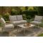 Aluminium-Gartengarnitur HWC-O11, Outdoor 2-Sitzer Sitzbank Sessel Sofa, Olefin (205 g/m) ~ hellgrn Polster beige