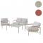 Aluminium-Gartengarnitur HWC-O11, Outdoor 2-Sitzer Sitzbank Sessel Sofa, Olefin (205 g/m) ~ hellgrn Polster beige