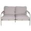 Aluminium-Gartengarnitur HWC-O11, Outdoor 2-Sitzer Sitzbank Sessel Sofa, Olefin (205 g/m) ~ hellgrn Polster beige
