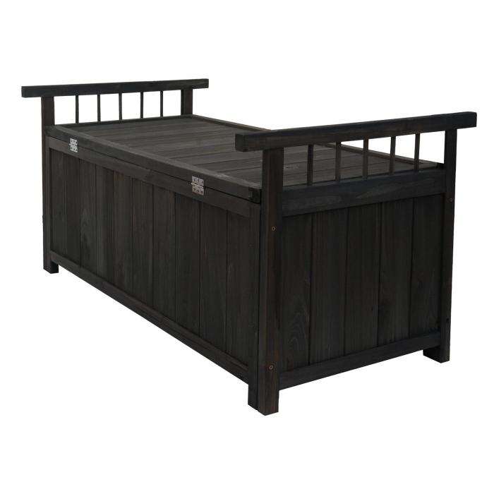Aufbewahrungstruhe HWC-O13, Gartentruhe Auflagenbox Truhe, Tanne Holz FSC 53x108x60cm ~ anthrazit