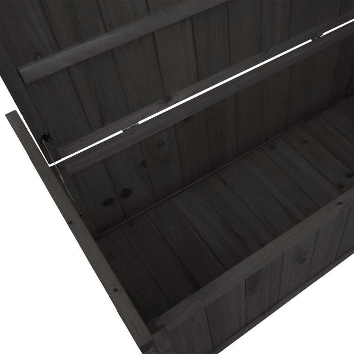 Aufbewahrungstruhe HWC-O13, Gartentruhe Auflagenbox Truhe, Tanne Holz FSC 53x108x60cm ~ anthrazit