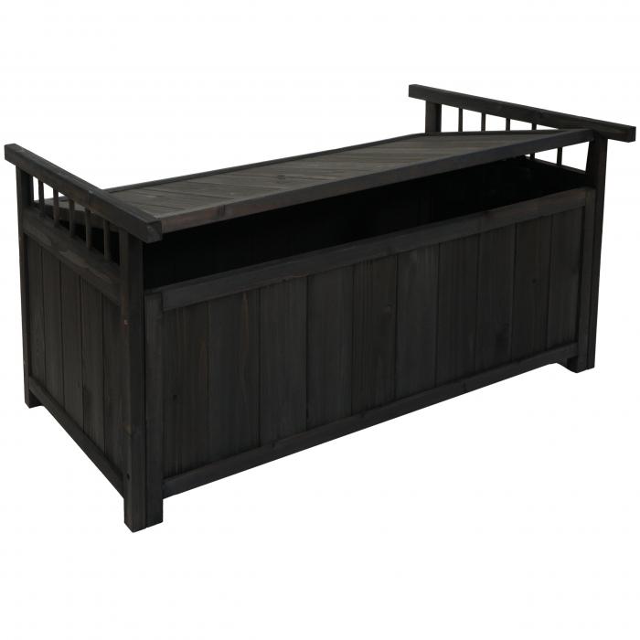 Aufbewahrungstruhe HWC-O13, Gartentruhe Auflagenbox Truhe, Tanne Holz FSC 53x108x60cm ~ anthrazit