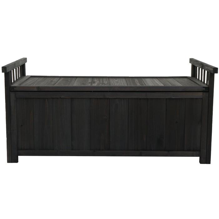 Aufbewahrungstruhe HWC-O13, Gartentruhe Auflagenbox Truhe, Tanne Holz FSC 53x108x60cm ~ anthrazit