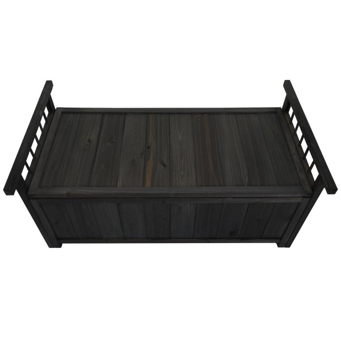 Aufbewahrungstruhe HWC-O13, Gartentruhe Auflagenbox Truhe, Tanne Holz FSC 53x108x60cm ~ anthrazit
