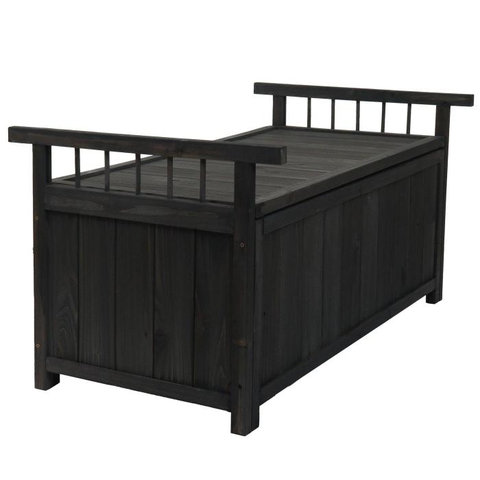 Aufbewahrungstruhe HWC-O13, Gartentruhe Auflagenbox Truhe, Tanne Holz FSC 53x108x60cm ~ anthrazit