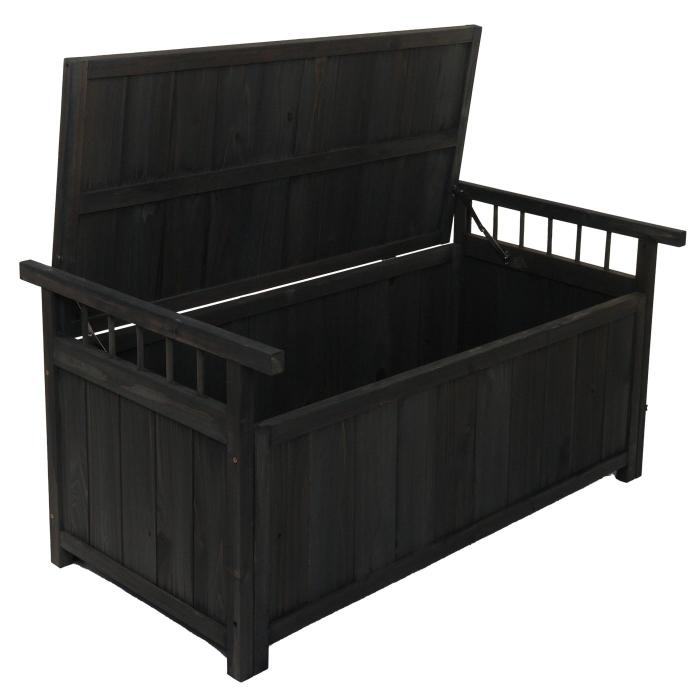 Aufbewahrungstruhe HWC-O13, Gartentruhe Auflagenbox Truhe, Tanne Holz FSC 53x108x60cm ~ anthrazit