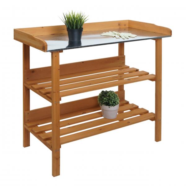 Pflanztisch HWC-O14, Grtnertisch Blumentisch Pflanzregal, Outdoor Holz Tanne FSC-zertifiziert, 86x92x41cm ~ natur