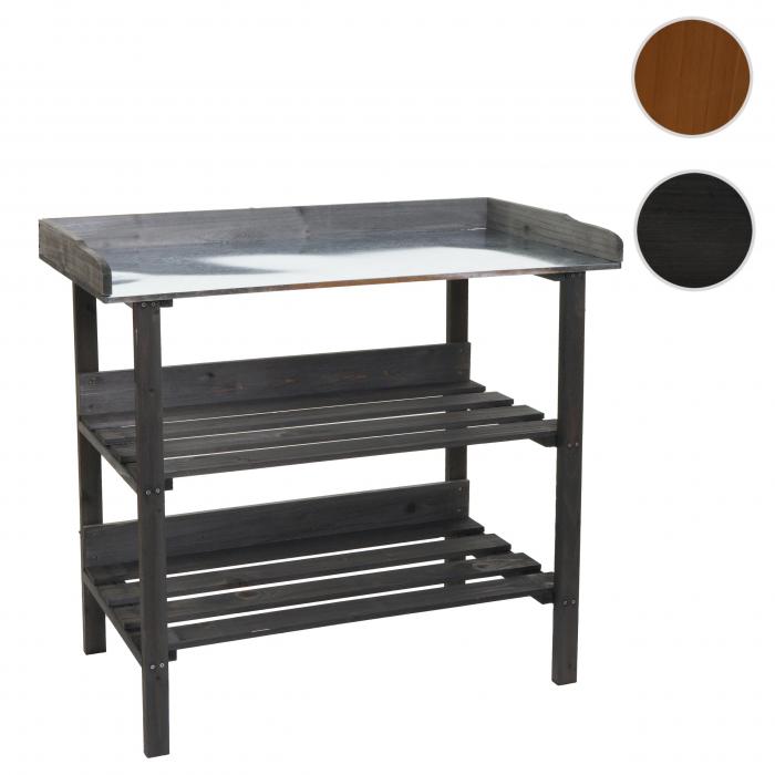 Pflanztisch HWC-O14, Grtnertisch Blumentisch Pflanzregal, Outdoor Holz Tanne MVG-zertifiziert, 86x92x41cm ~ anthrazit