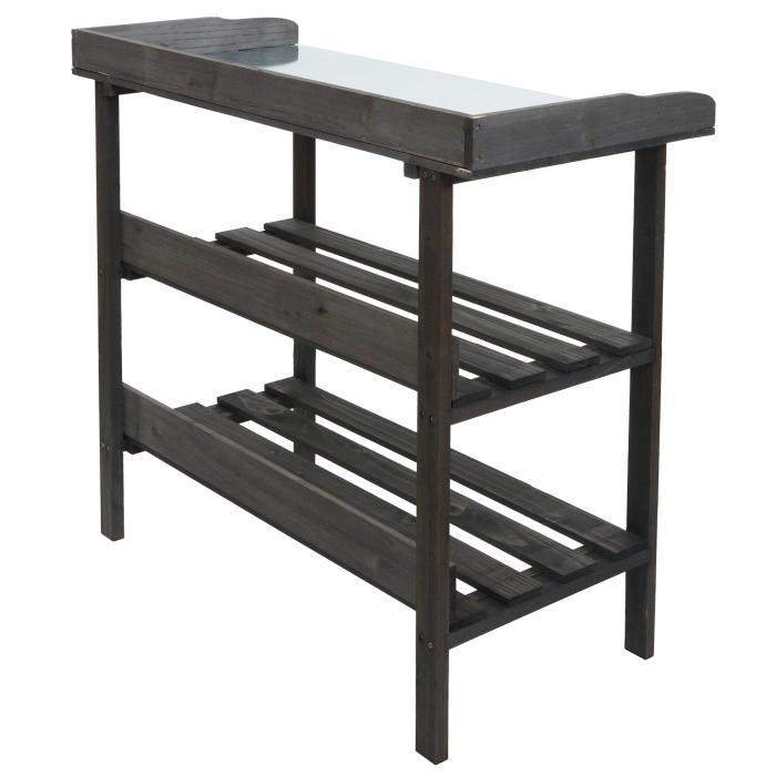 Pflanztisch HWC-O14, Grtnertisch Blumentisch Pflanzregal, Outdoor Holz Tanne MVG-zertifiziert, 86x92x41cm ~ anthrazit