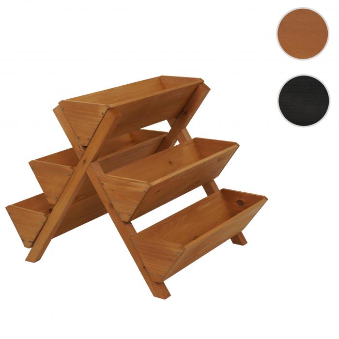 Pflanztreppe HWC-O15, Blumenregal Krutertreppe Pflanzkbel Hochbeet, 5 Ksten 56x56x70 Outdoor Holz FSC ~ natur