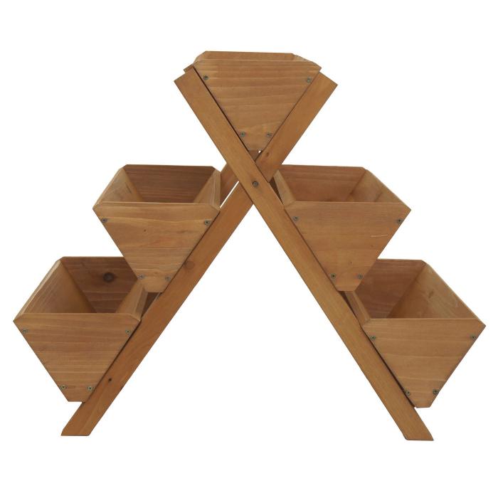 Pflanztreppe HWC-O15, Blumenregal Krutertreppe Pflanzkbel Hochbeet, 5 Ksten 56x56x70 Outdoor Holz FSC ~ natur